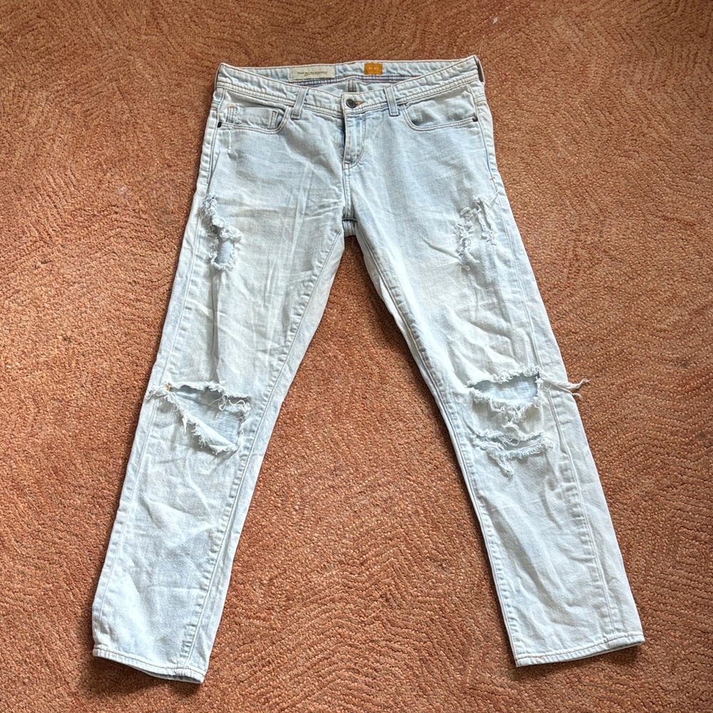 Pilcro Light Blue Ripped Straight Jeans
